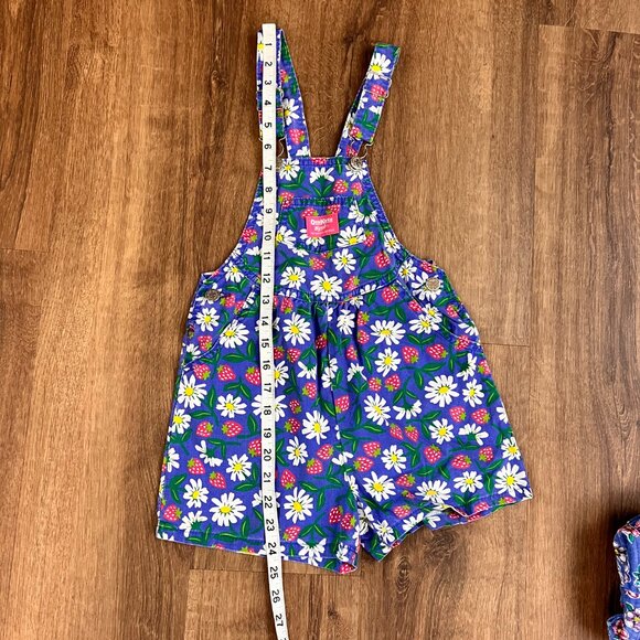 Rare Vintage Oshkosh Daisy Strawberry Overall Shortalls 6x - Picture 12 of 13